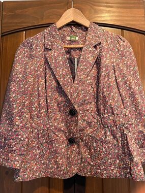Anthropologie Floral Printed Blazer Jacket - Pink Multicolor